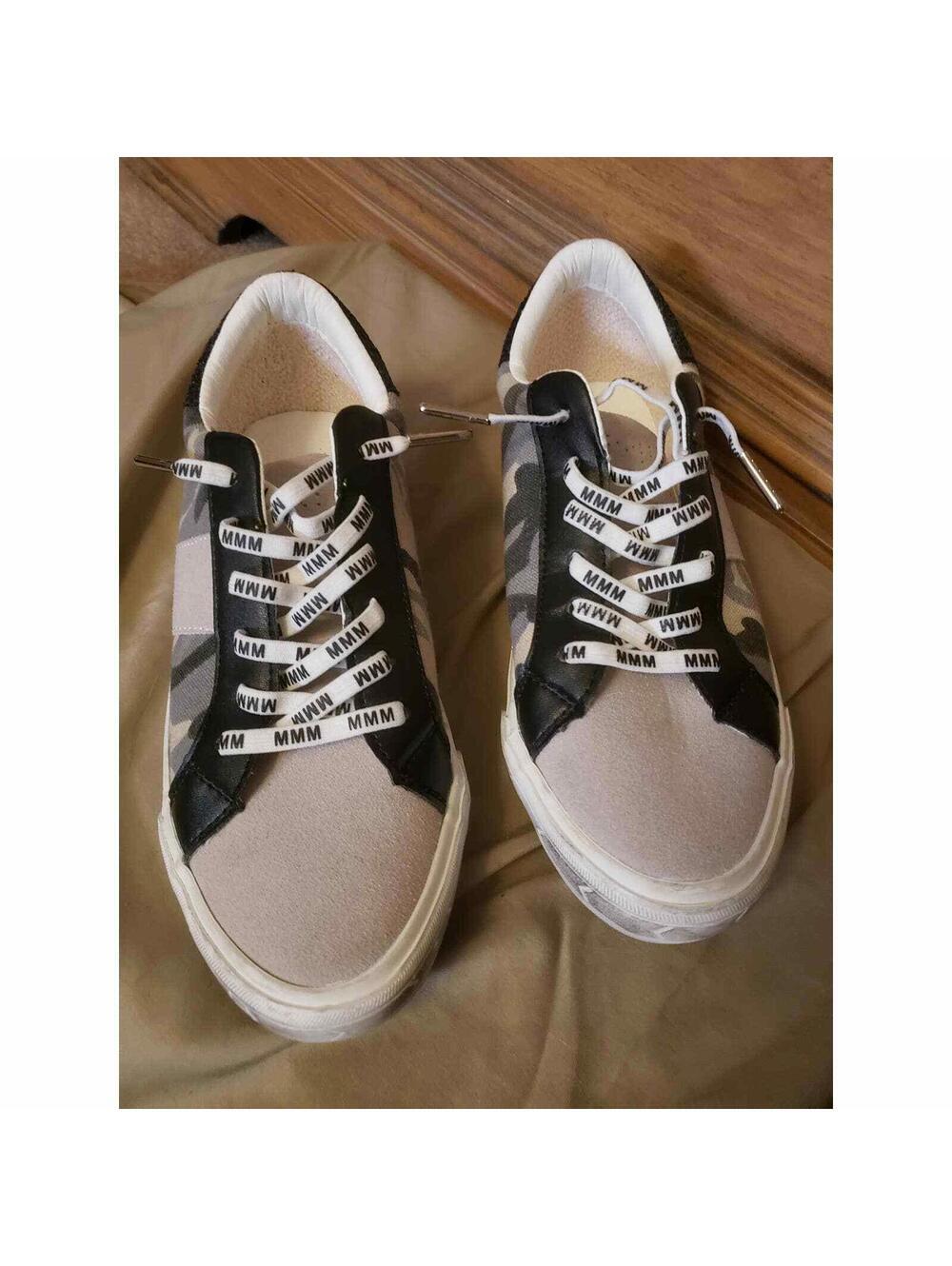 MMM Ruthy Suede Camo Sneakers Ribbon Lace Slip On Shoes Size 8